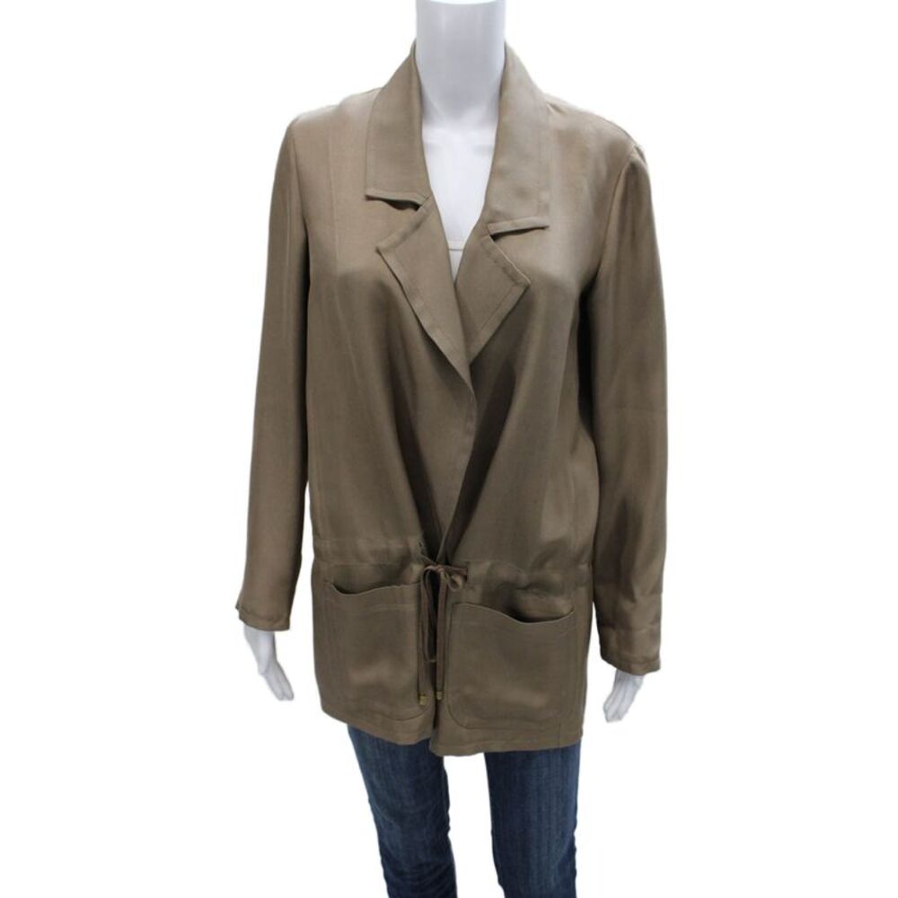 Missoni Orange Label Women Basic Jacket Silk Beige Tie Long Sleeve Size 40